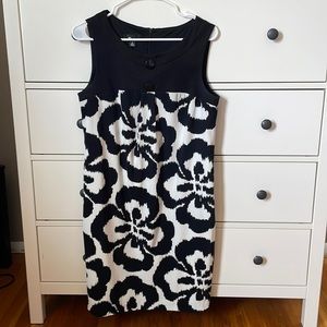 Women’s Black & White Floral Sleeveless Straight Dress, sz 10